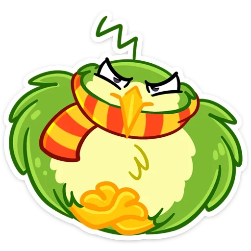 buah kiwi, burung kecil, animasi, set stiker kiwi