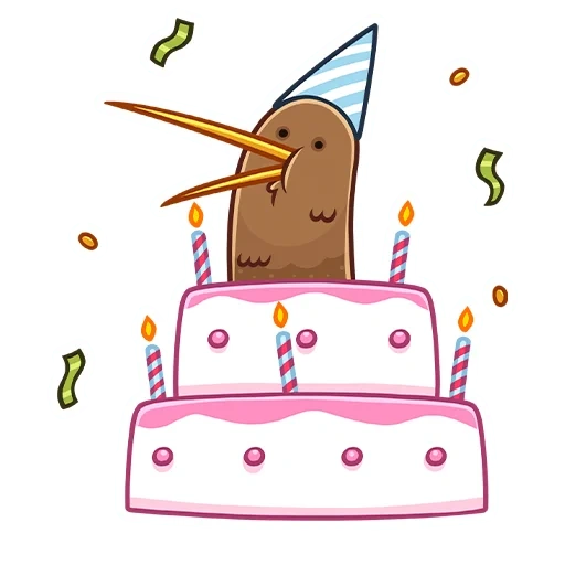 kiwi, kiwi stevie, patrón de pastel, cumpleaños, happy birthday cute