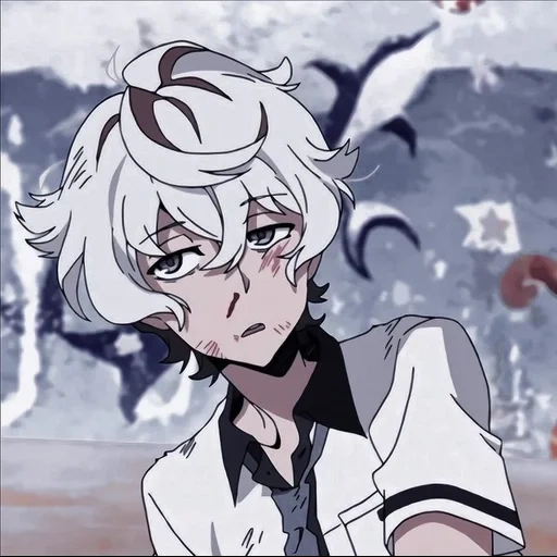 kiznaiver, agada katsuhiro, related animation, kiznayver anime, white-haired boy kirzner iver