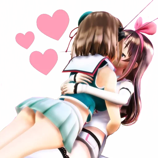 animation, kizuna ai, anime girl, anime three girls, asian girl anime yuri