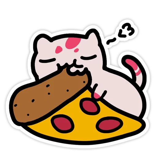 nur essen, pushin ze kat, süße nyam pizza, tabbs neko atsume, kleptokotische aufkleber