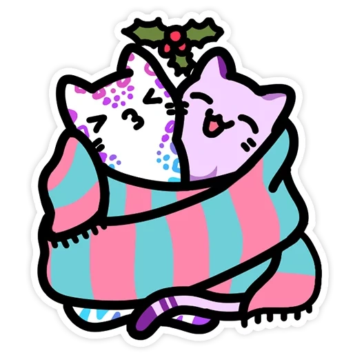 cute cat, thread sticker, cat scarf pinch feet, cute cartoon cat, flash skua