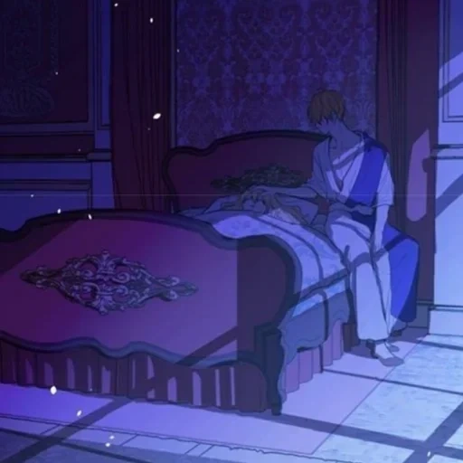 escuridão, cama de fundo de anime, sala de anime à noite, quarto de anime noturno, quarto de anime