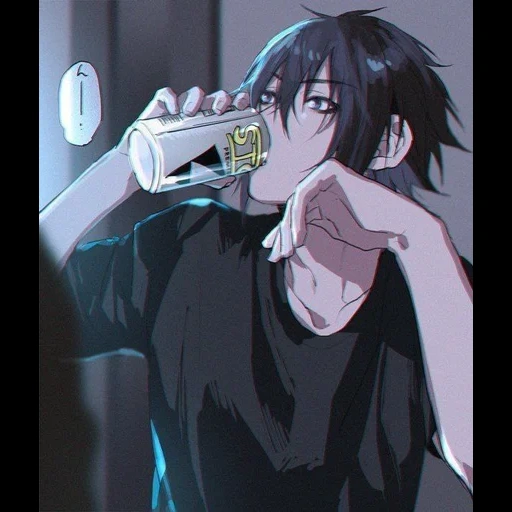 figura, cara de anime, menino anime, álcool anime kun, animação bêbada de yatto