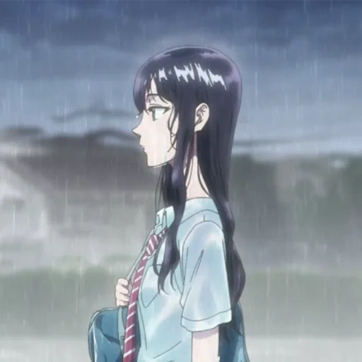 anime, picture, the rain of anime, anime girl, anime in the rain