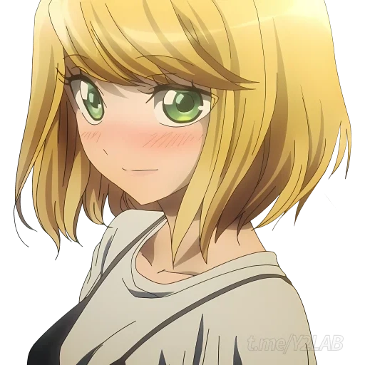 аниме, девушка, каре аниме, аниме блондинка каре, аниме девушка короткими светлыми волосами