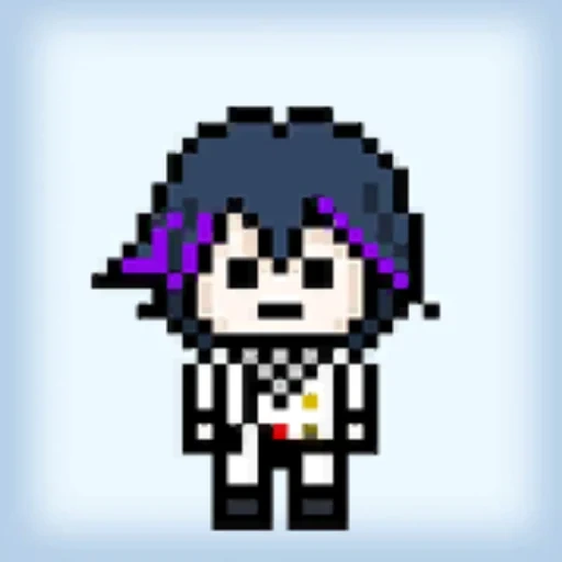 kokichi oma sprity, kokichi ouma pixel, dangan lompa pixel kirkic, pixel danganrumpa kokic, pixel figurines de danganronpa kokichi