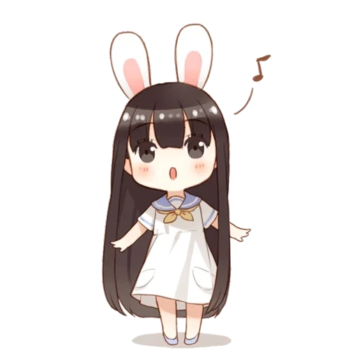 lapin à paroi rouge, anime chibi lapin, chibi girl lapin, anime mignon patterns, mignon anime chibi lapin