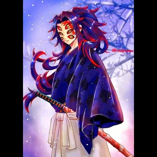 kokushibo art, anime characters, mechnikov ilya ilyich, kimetsu no yaiba demon kokushibo, kokushibo blade dissecting demons