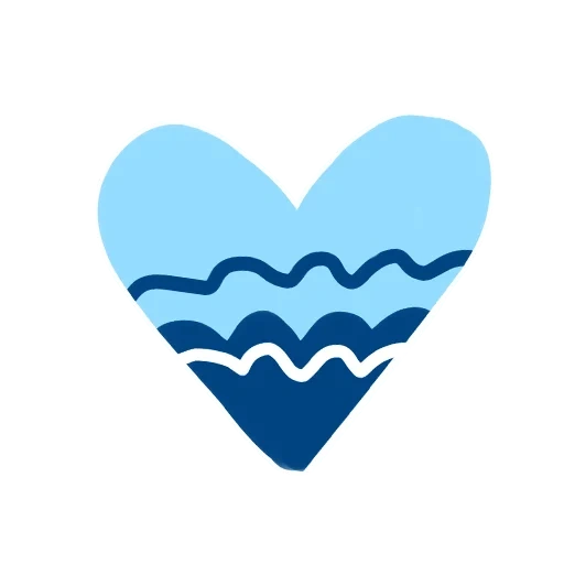 телеграм стикеры, морское сердце, сердце голубое, сердечко вектор, значок волны