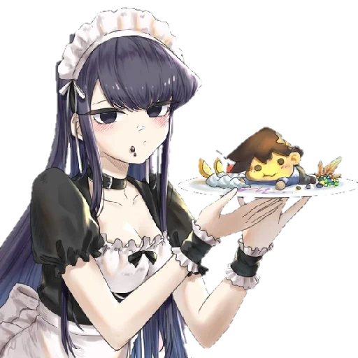 anime girl, manga maid, maid shouko komi, fille de bande dessinée en mouvement, liliana la femme de ménage de l'anime