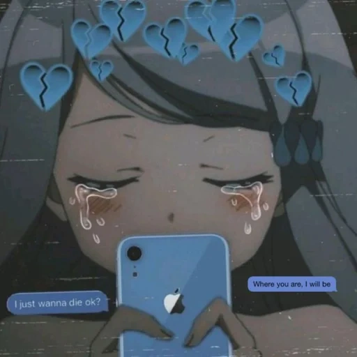 figura, lágrimas azuis, animação triste, animação triste 2020, imagem de anime triste