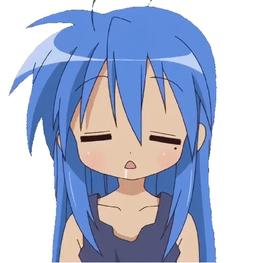 lucky star, the anime is a thrown, anime characters, the cone of izumi is crying