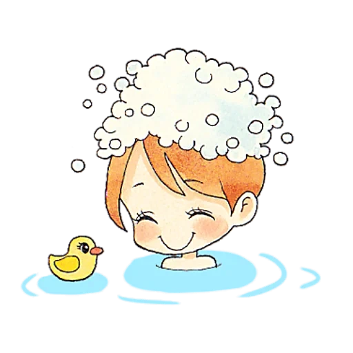 clipart, pour le bain, illustration, laver la salle de bain, cartoon girl de la salle de bain