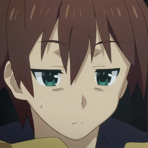 anime kazum, haruka kazuma, cazum konosuba, le visage de konosuba kazum, kazuma konosube sourire narquois