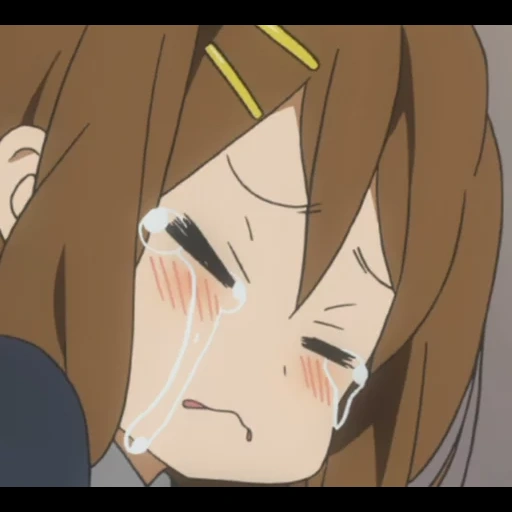 anime, immagine, personaggi anime, lacrime della gioia dell'anime, yui hirasawa è triste