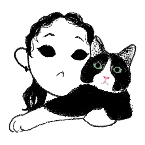 cat, human, anime drawings, komi shouko anime, lovely anime drawings