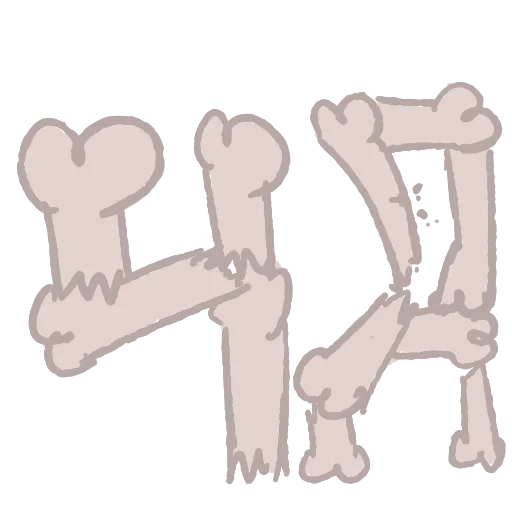 hand, anime, bone letters, bone numbers, cartoon bones style