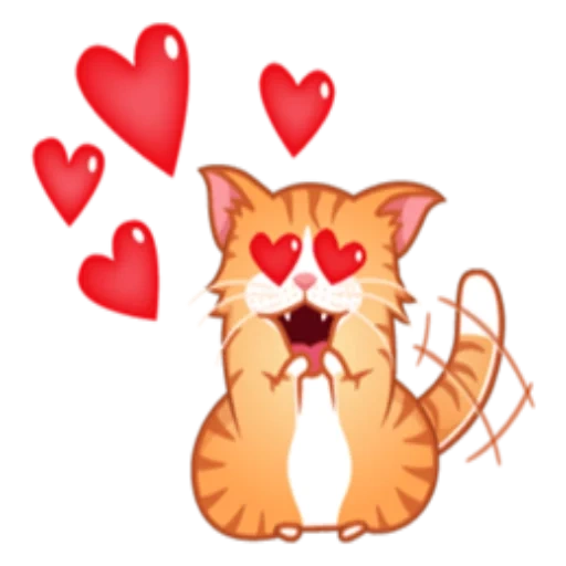 кот, кот персик, кот сердечком, кот сердечками, смайлик котик сердечками