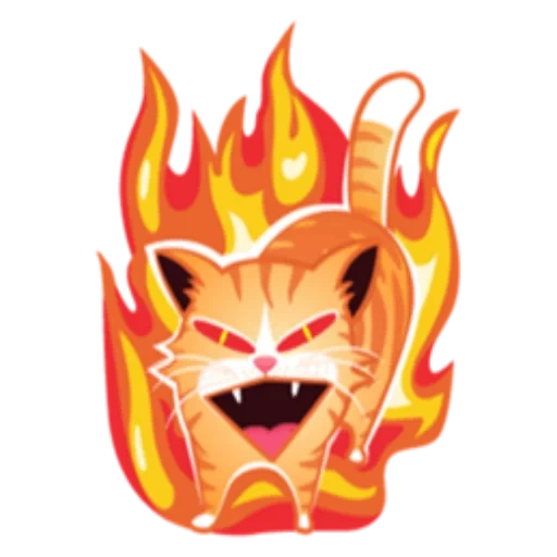 anime, flame art, cat burning, tv api, kucing api