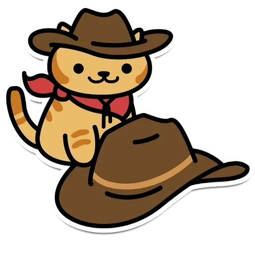 nekoglai, sombrero de vaquero, neko atsume gatity coleccionista, arte de píxel de sombrero de vaquero