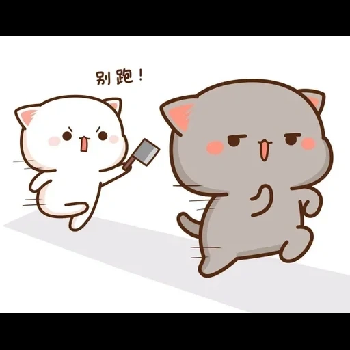 chibi gatos, kawai kotiki chibby, lindos desenhos de anime, desenhos de gatos fofos, kawaii cats um casal