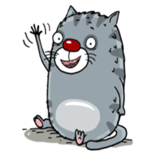 der kater, katze, katzen, gray cat smile, illustration katze