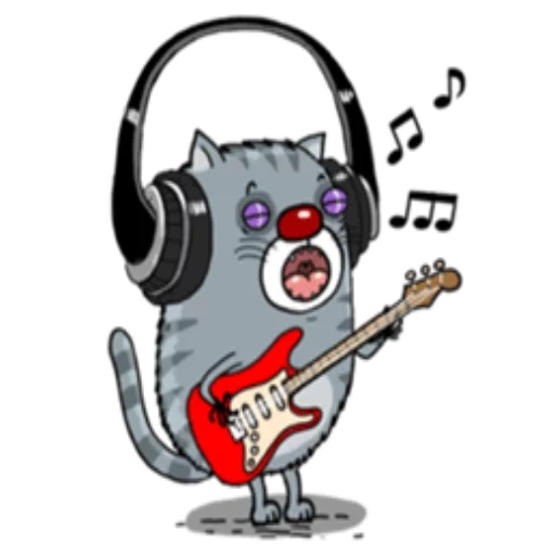 joke, jan correll, the cat is guitar, animal humor, cartoon rock