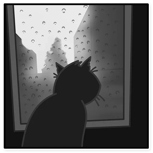 gato, gato, un gato negro está esperando, el gato está triste por la ventana, ternura del gato negro