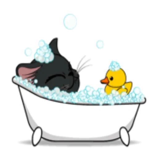 chat, bain, bain, le bain, logo pour les animaux de compagnie