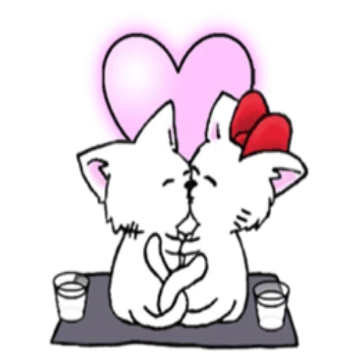 cat, cat love, a lovely animal, heart-shaped kitten, cat love cartoon