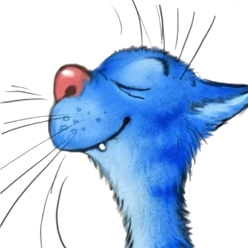 kucing biru, ilustrasi kucing, rina zenyuk blue cat, kucing biru irina zenuk