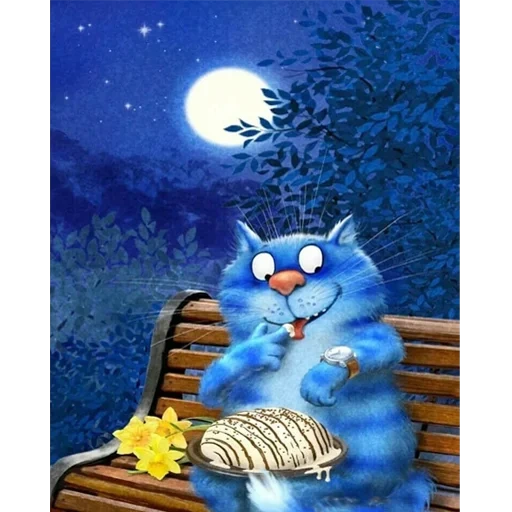 gato azul, el gato azul de irina, el gato azul de irina zenuk, el gato azul de irina zenuk, el gato del artista de minsk irina zenyuk