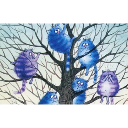 коты рины зенюк, синие коты ирины, синий кот дереве, синие коты рины зенюк, синие коты ирины зенюк