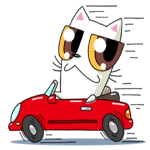 cat, animación, coche, manimals mimi, máquina de dibujos animados