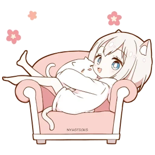 mini neco, sleepy neco, sleepy some, anime cute, anime drawings are cute