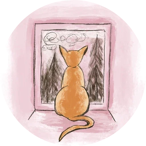 gatto, il gatto è una finestra, disegni di gatti, cat gurman drawing, disegno per bambini della finestra del gatto