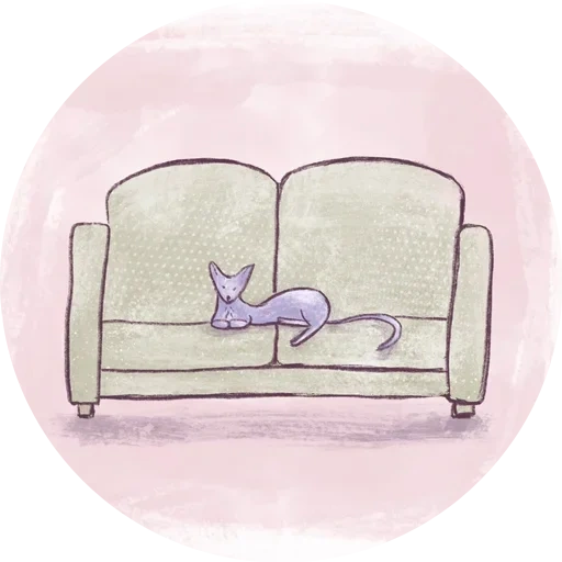 gato, dibujo divan, dibujo de sofá de gato, bajo el dibujo del sofá, colorante de sofá de gato