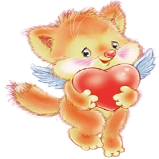 wishes to a friend, heart-shaped animal, there are postcards every day, little angel heart cat, lovely little heart animal