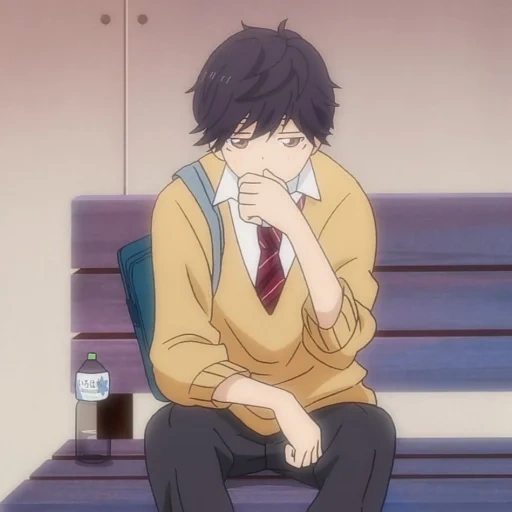 bild, anime paare, anime jungs, ao haru ride, anime road of youth tom