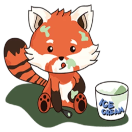 panda merah, vektor rubah, panda merah pf, kartun chanterelles, menggambar kopi rubah