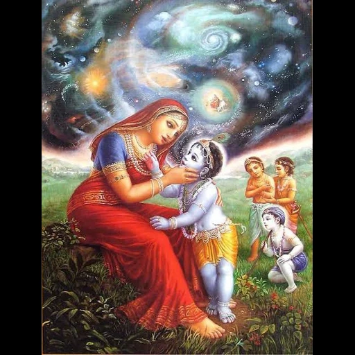 krishna, bhagavata-purana, mentor spirituel, vision de la forme universelle de yashod, société internationale de conscience krishna