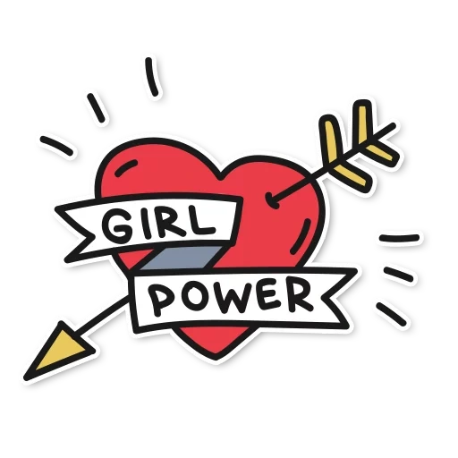 la ragazza, segno, girl power, logo cuore a forma di cuore, badge di forza per ragazze