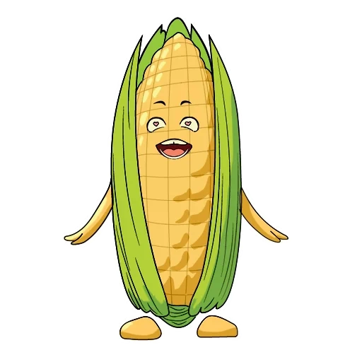 maíz, maíz, pegar maíz, rasgos de maíz, maíz de dibujos animados