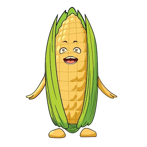 mais, mais, adesivo di mais, carattere di mais, corn da cartone animato