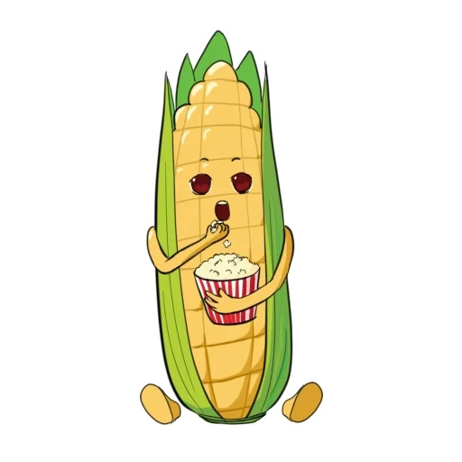 maíz, maíz, pegar maíz, maíz de dibujos animados