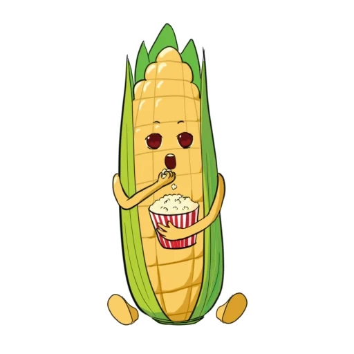 mais, mais, adesivo di mais, corn da cartone animato