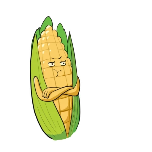 кукуруза, кукурузой, наклейка кукуруза, кукуруза мультяшная