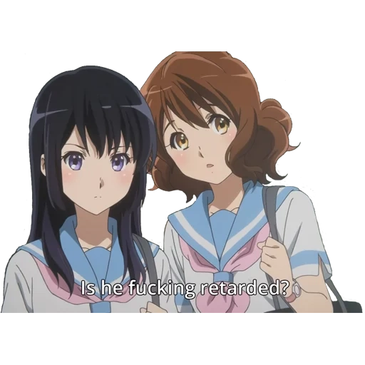 anime charaktere, hibike euphonium, hibike euphonium 2, bass anime meme, hibike audition comparing