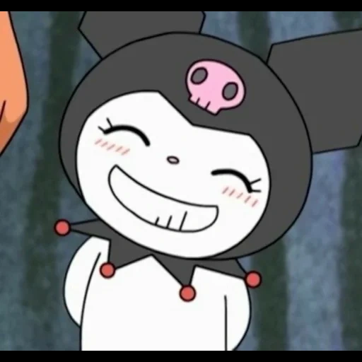 anime, kuromi, kuromi indy kid, kitty kitty black rice, hallow kitty anime cartoon black rice